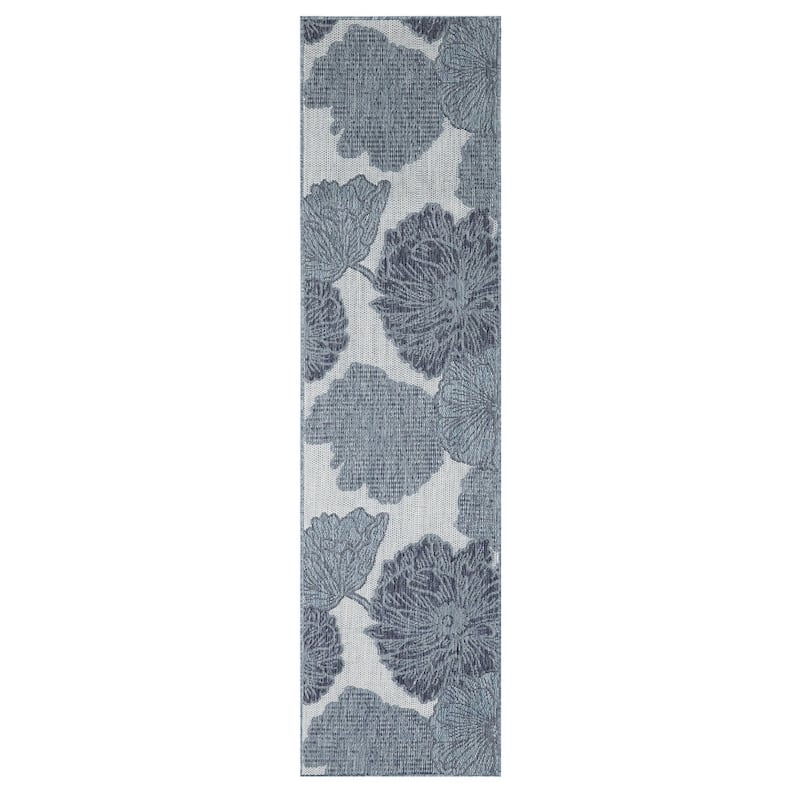 Nourison Garden Oasis Indoor/Outdoor Nature Area Rug - 2' x 8' - Blue