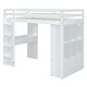 preview thumbnail 11 of 18, White Full Size Solid Wood Loft Bed with large shelves, writing desk and LED Light for Bedroom