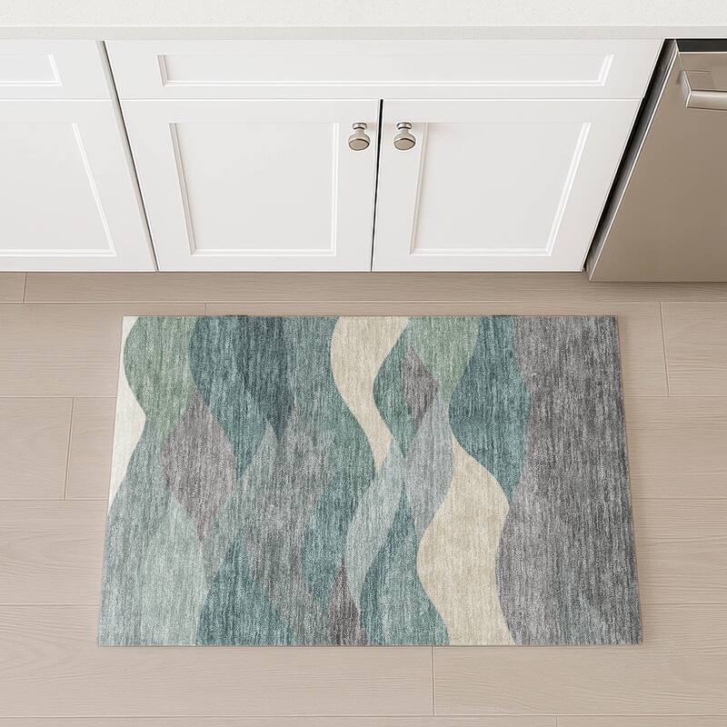 Machine Washable Indoor/ Outdoor Modern Horizon Chantille Rug