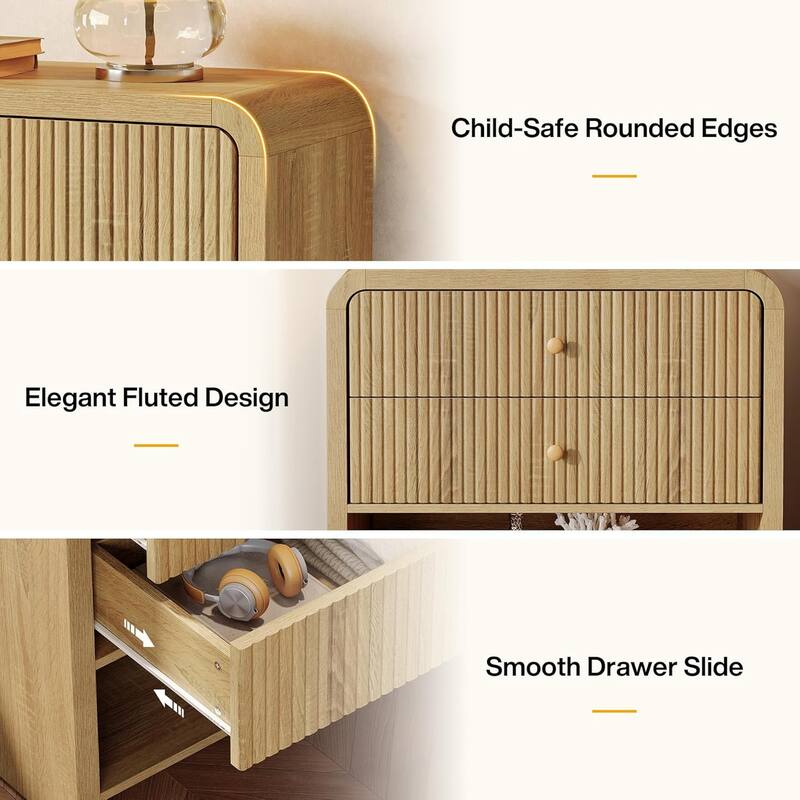 31.5 Inches Oversized Nightstand with 2 Drawers