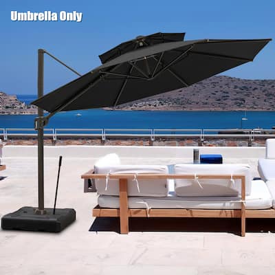 Pellebant 11.5 FT Double Top Patio Cantilever Umbrella, Base Not Included