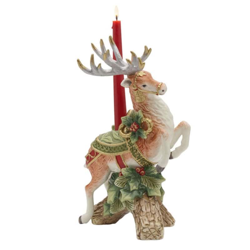 Fitz and Floyd Holiday Home Deer Candleholder