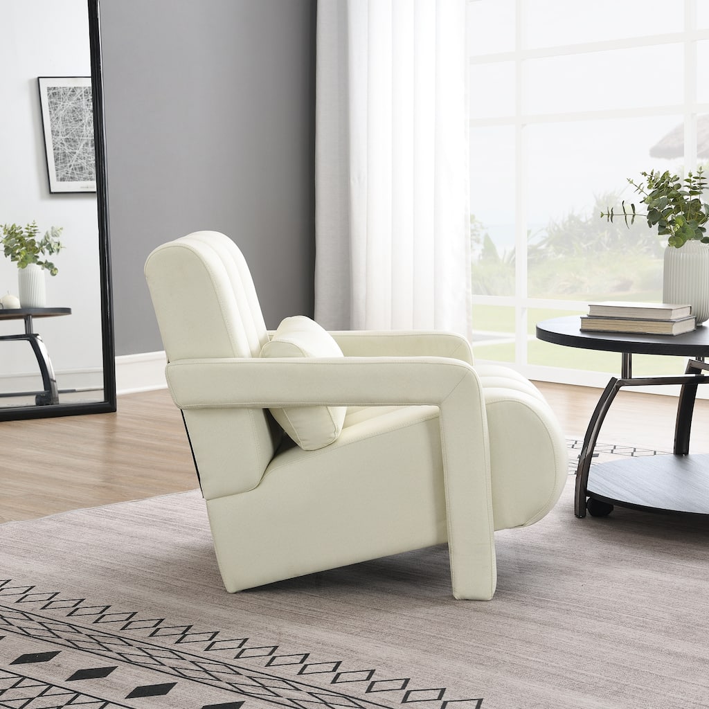 Living Room Decorative Chair Single Sofa Chair, Beige Stylish Club Chair Padded Chair Lounge Chair with Armrests