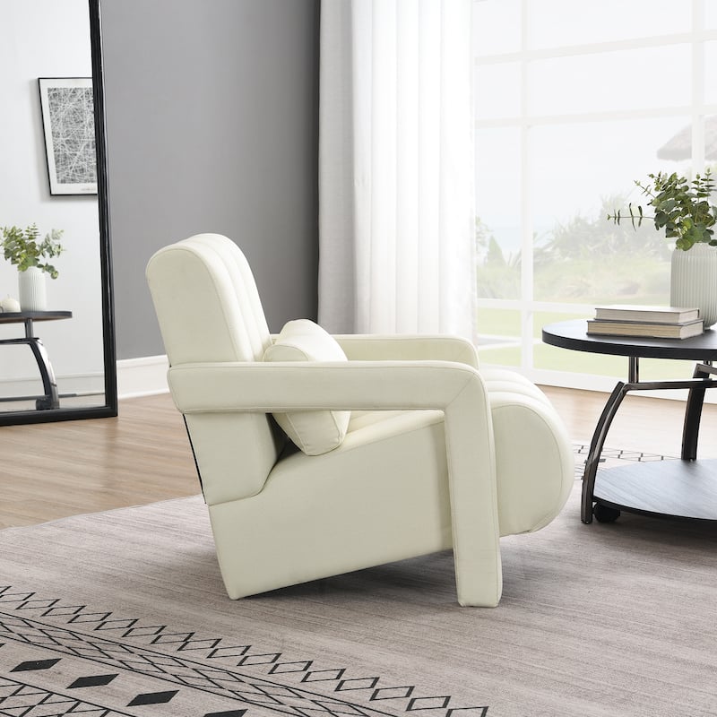 Living Room Decorative Chair Single Sofa Chair, Beige Stylish Club Chair Padded Chair Lounge Chair with Armrests - Beige