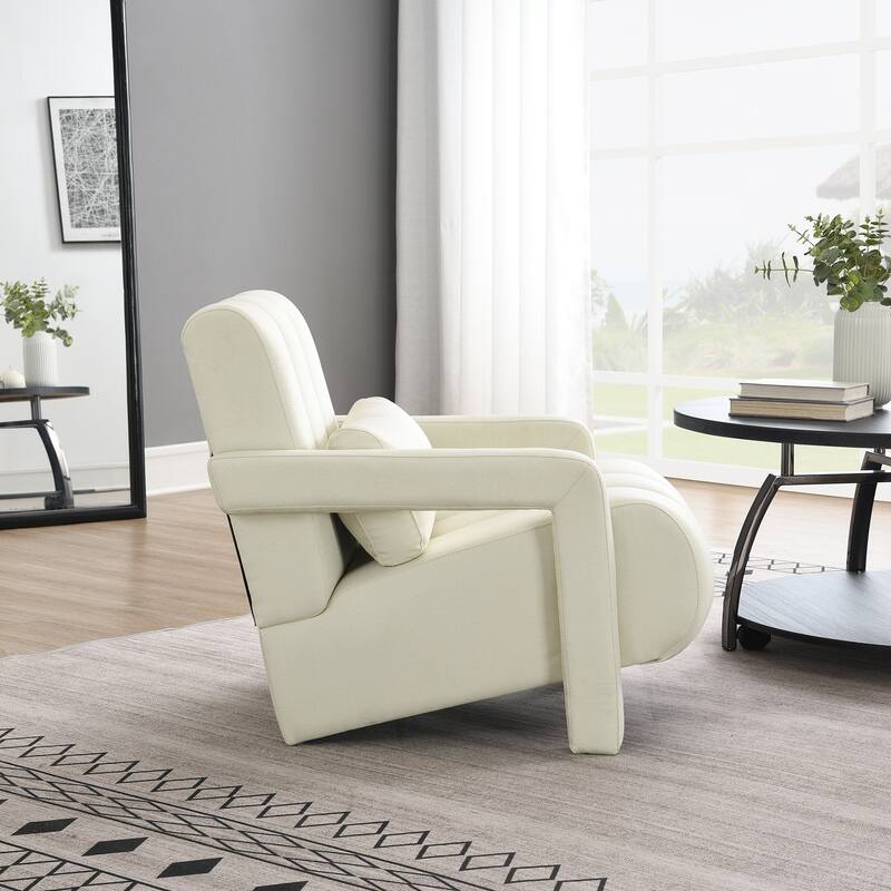 Modern Upholstered accent chair, Comfortable Linen Fabric with a pillow for Living room,bedroo,mLinen