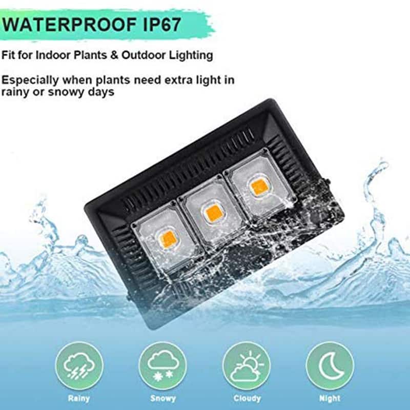Outdoor 150W Waterproof Led Grow Light Warm Light - Black