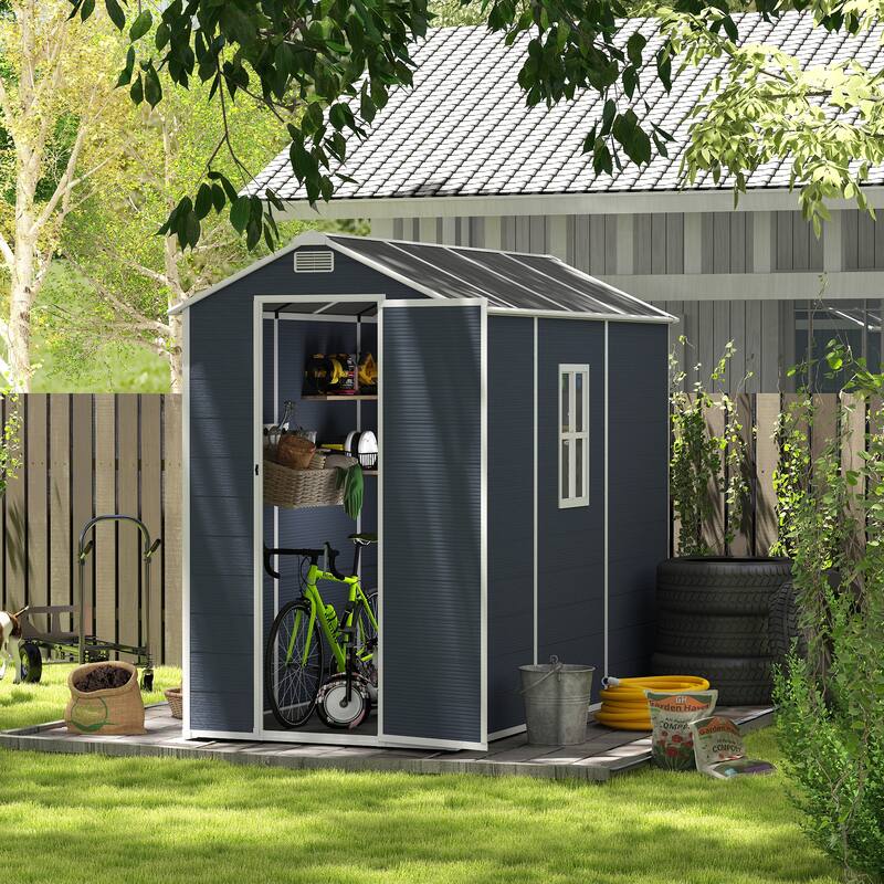 4*8ft resin storage shed, high quality pp material,strong structure,Outside Sheds, waterproof, rust and UV proof