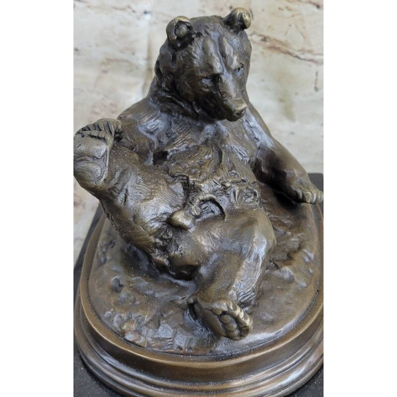 Grizzly Bear On His Back Bronze Sculpture Statue Home Office Decoration