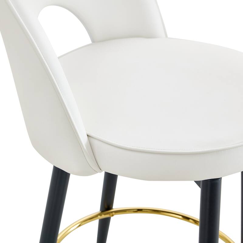 2-Pcs Swivel Bar Stool with Waterproof PU Leather Cushion and Metal Legs, Ergonomic Counter Height Stool