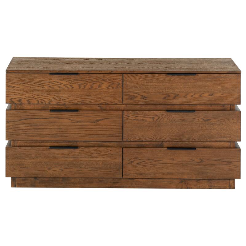 SAFAVIEH Couture Titus 6 Drawer Stacked Dresser - Medium Oak