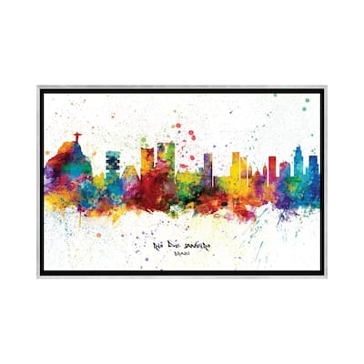 iCanvas "Rio De Janeiro Brazil Skyline Splash" by Michael Tompsett Framed