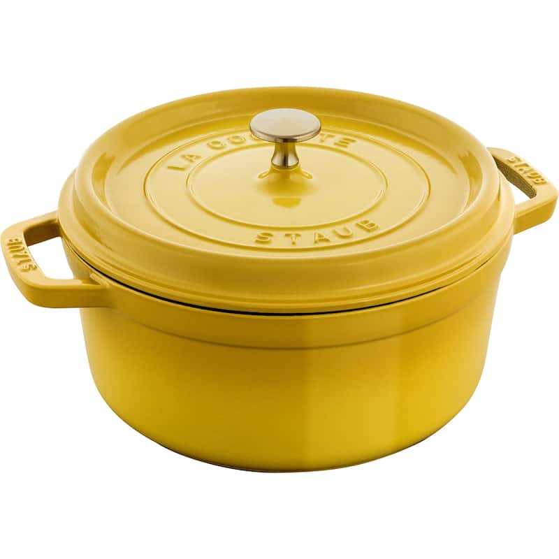 STAUB Cast Iron 4-qt Round Cocotte - Citron