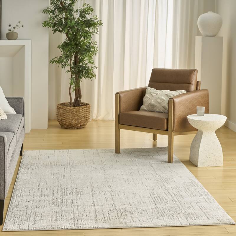 Nourison Ivory Hues Indoor only Cream / Ivory Abstract Area Rug