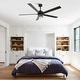 preview thumbnail 4 of 17, 65" Black Wooden 5-Blade Industrial Ceiling Fan with Light and Remote