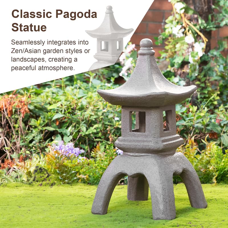 Glitzhome MGO Faux Concrete Pagoda Garden Statue Indoor and Outdoor Decoration