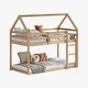 preview thumbnail 6 of 5, Natural Twin over Twin House-Shaped Bunk Bed with Ladder, Guardrails, and Low Height Design