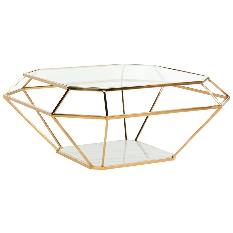 SAFAVIEH Couture Abena Geometric Gold Coffee Table - 39"W x 39"D x 17"H