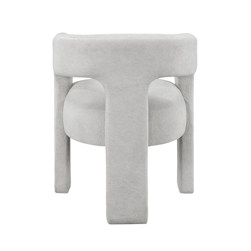 Modern Luxury Dining Furniture Elegant Side Chairs Set of 2 Light Gray Soft Boucle Fabric Plush Upholstery Comfortable