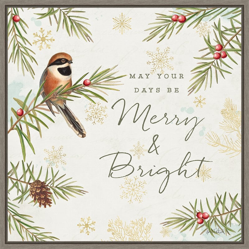 Christmas Tradition II (Bird) by Katie Pertiet Framed Canvas Art