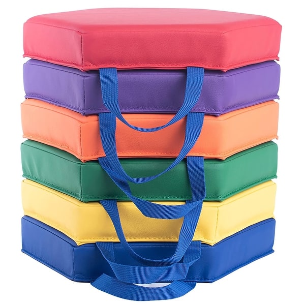 slide 2 of 7, Bintiva Color Coded Vinyl Floor Cushions, Hexagon, Set of 6 Assorted