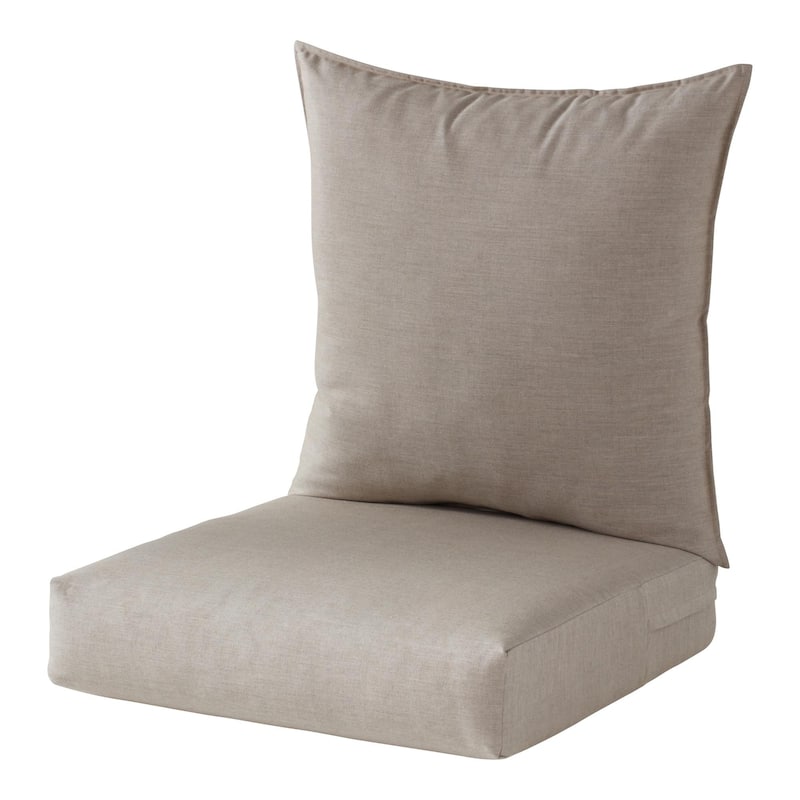 Sunbrella Fabric Outdoor 2-Piece Deep Seat Chair Cushion - Cast Ash