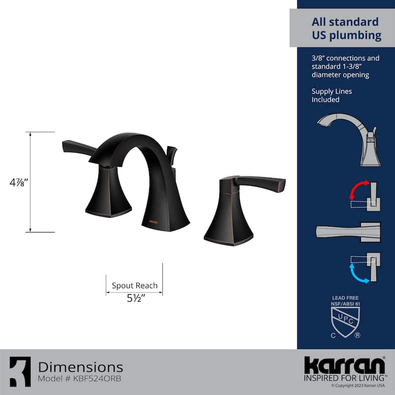 Karran USA KBF524 Randburg 1.2 GPM Widespread Bathroom Faucet with