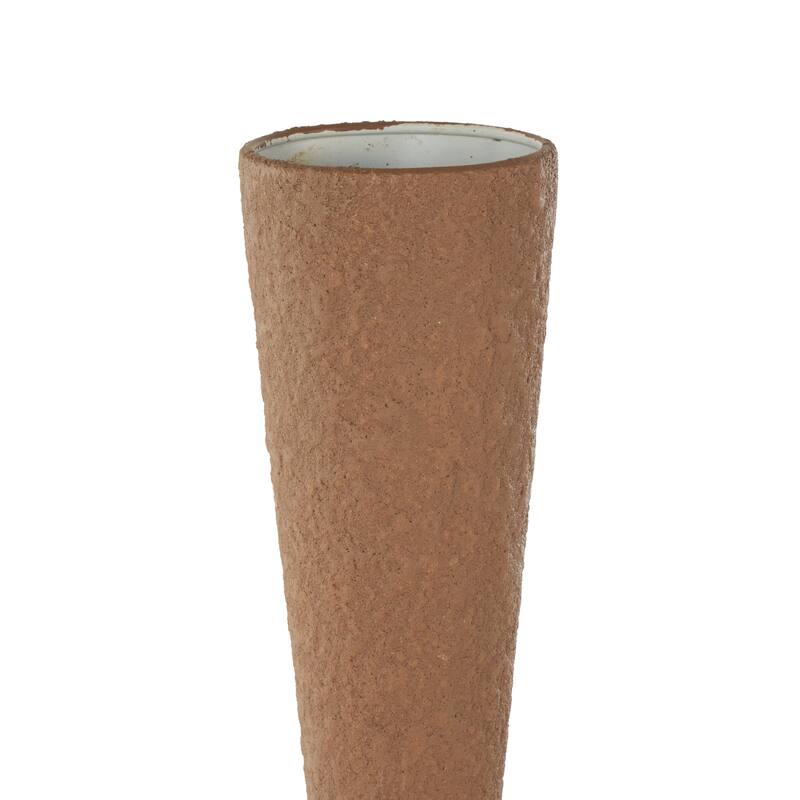 Brown Metal Art Deco Fluted Decorative Vase