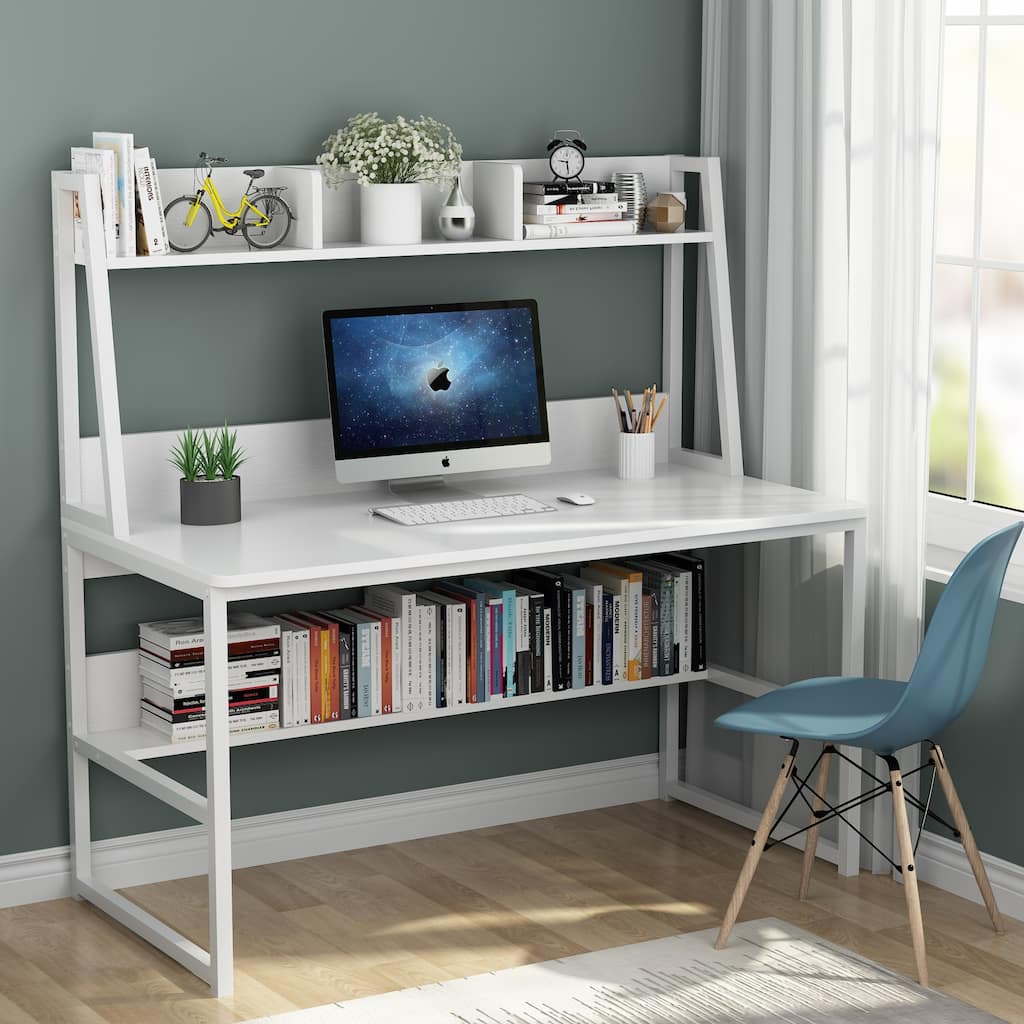 47 Inch Modern Computer Desk with Hutch and Bookshelf