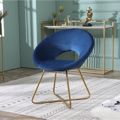 Silky Velvet Upholstered Accent Chair with Gold Tone Finished Base