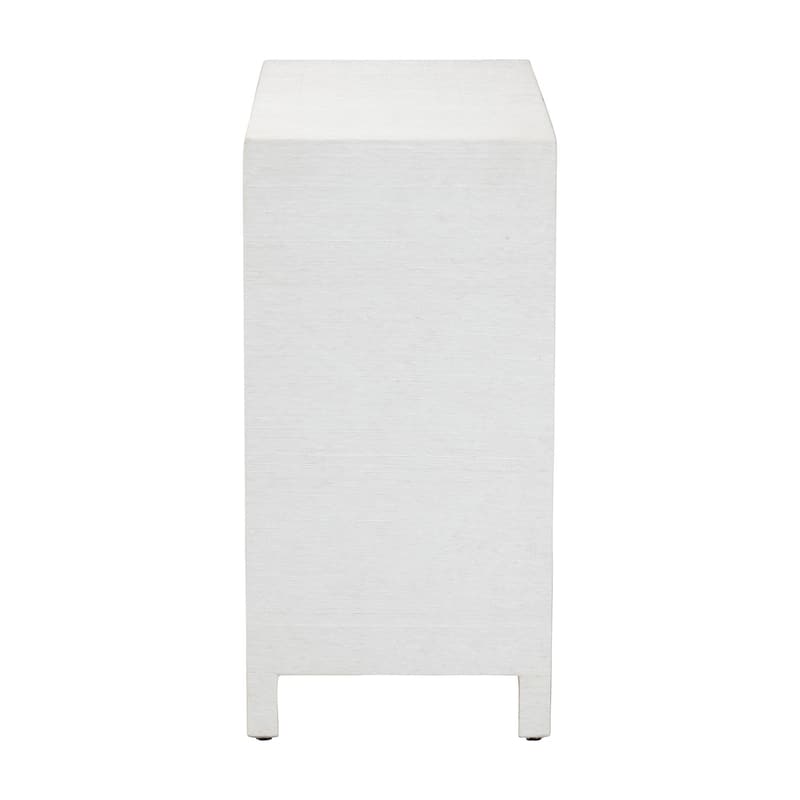 Ximena Grasscloth Storage Cabinet - 2-Door Woven Accent Cabinet with Gold Ring Pulls for Living Room, Bedroom, or Entryway