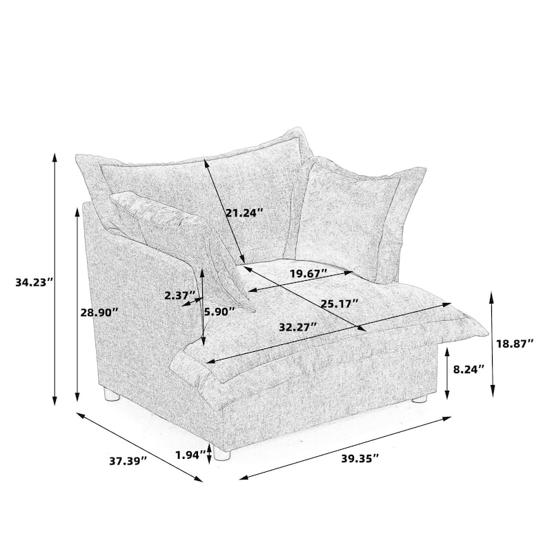 Double Layer Cushion Comfy Cloud Modular Sectional Sofa Set