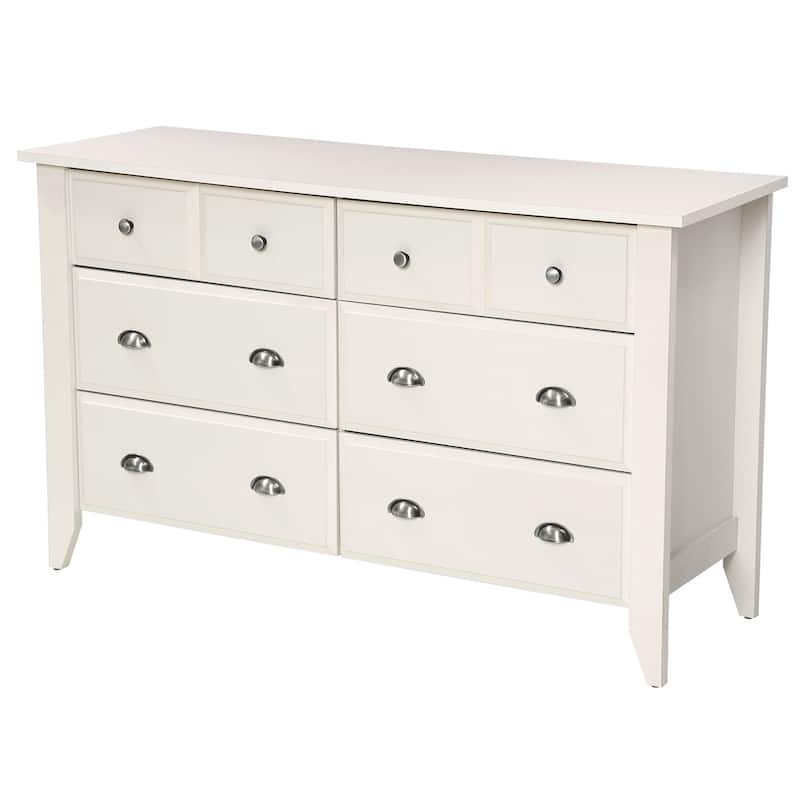 White 6-Drawer Dresser Traditional Design