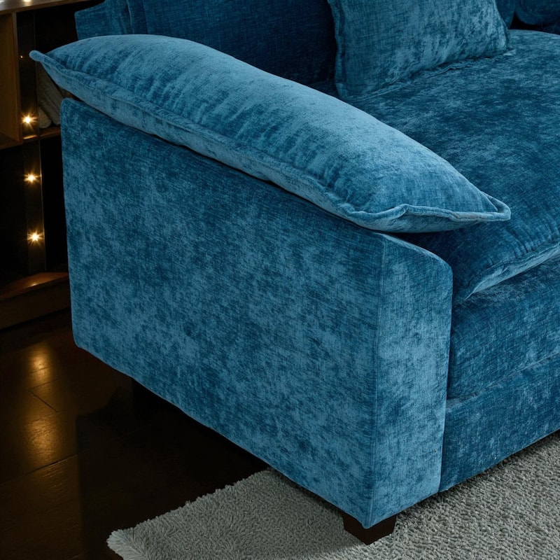 Modern Chenille Loveseat with Wide Armrests, Modular Small Couch for Living Room & Apartment, Double-Layer Cushion Comfort