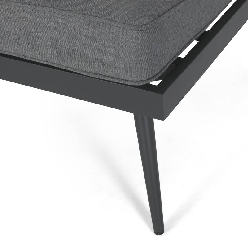 Roomfitters 4-Piece Outdoor Aluminum Patio Sofa Set with V-Shaped Sectional and Coffee Table, Gray