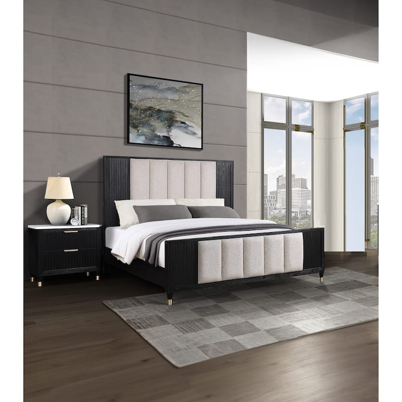 1pc Contemporary 2-Drawer Nightstand Top Metal Knobs Modern Design Wooden Bedroom Furniture