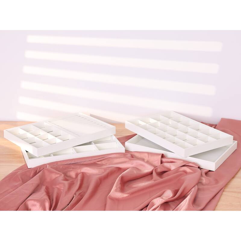 PU Leather Jewelry Organizer Trays with Removable Dividers for Drawers, Jewelry Organizer Drawer Inserts Display Case Storage