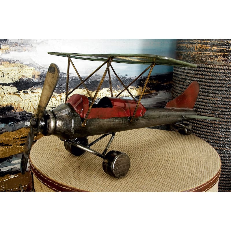 Gray Metal Airplane Decorative Sculpture