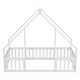 preview thumbnail 50 of 52, Wood House-Shaped Twin Floor House Bed with Fence,Guardrails,Kids and Baby