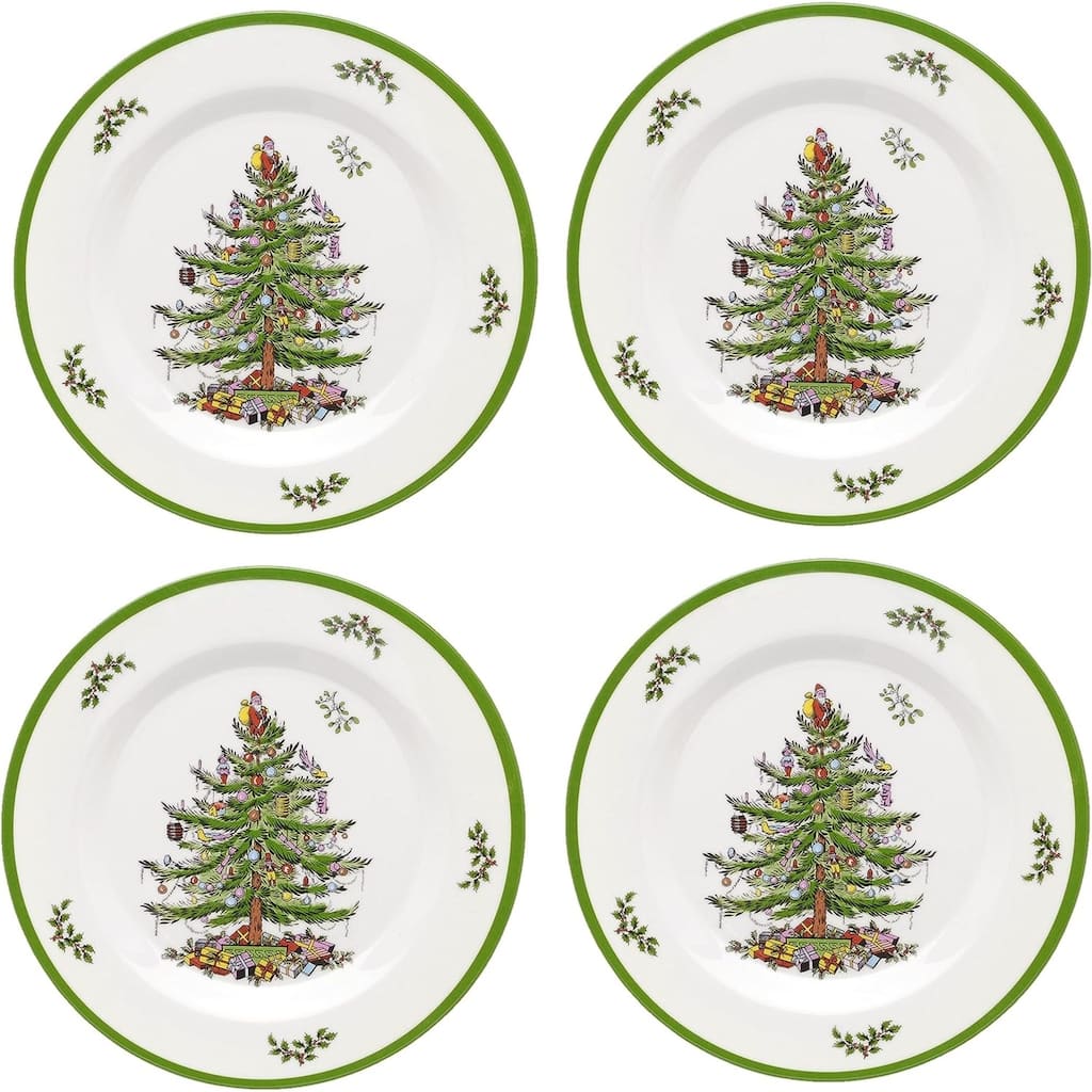Spode Set of 4 Christmas Tree Melamine Salad Plates - 8" D