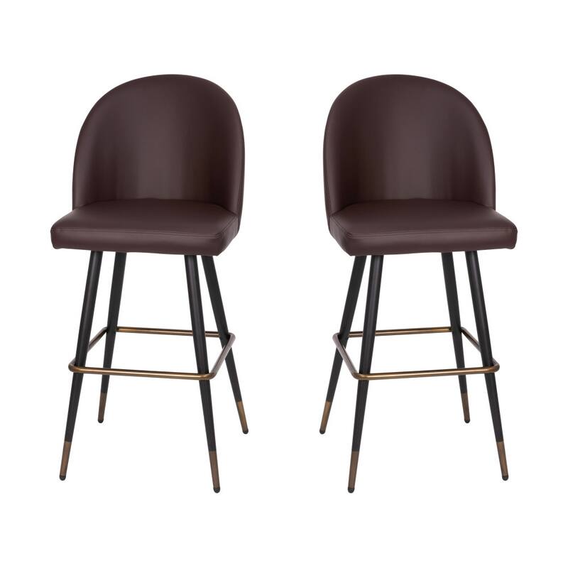 Modern Upholstered Barstools with Footrest and Steel Frame (Set of 2)