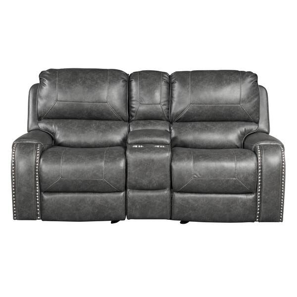 Shop Achern Leather Air Nailhead Manual Reclining Sofa And
