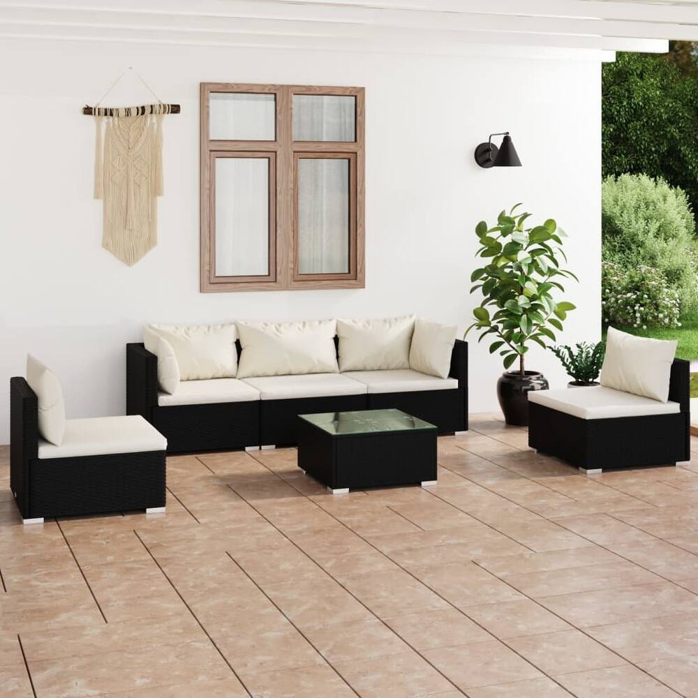 vidaXL Patio Lounge Set Outdoor Sectional Sofa Set Table Garden Poly Rattan - 27.6" x 27.6" x 23.8"