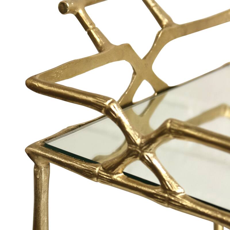 StyleCraft Monaco Bar Cart - Gold with Mirror Top