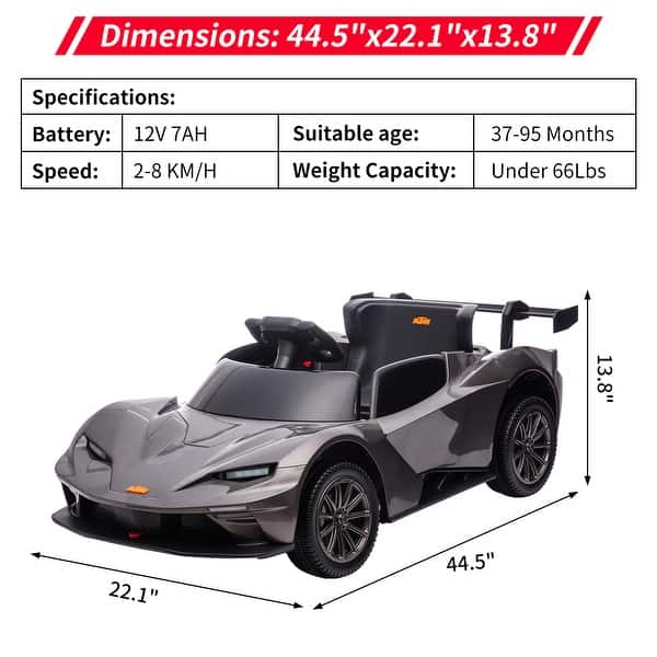 dimension image slide 0 of 3, 12V Ride On Car for Kids, Licensed KTM Electric Car for Kids