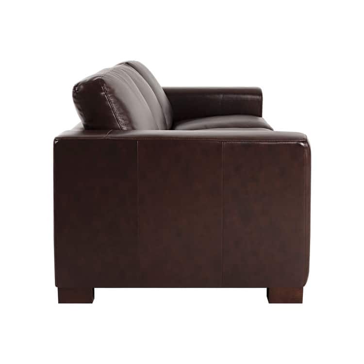 Oversized Genuine Leather Sofa - Ultimate Comfort Mid-Century Living Room Sofa Modern Couch with Sturdy Block Legs