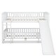 preview thumbnail 8 of 10, Twin Over Twin Low Bunk Bed with Slide, with Fence and Ladder for Toddler Kids Teens