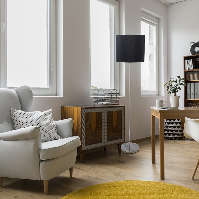 Brushed Nickel Drum Shade Floor Lamp