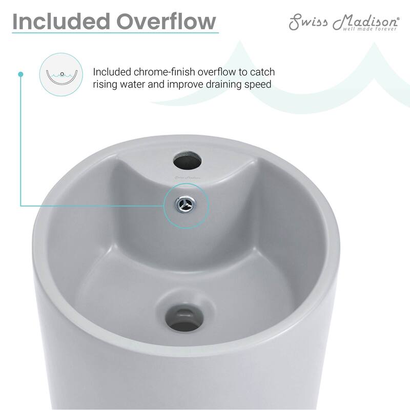 Trocadero Circular Basin Pedestal Sink Matte Grey - 15.75" x 15.75" 33.75"