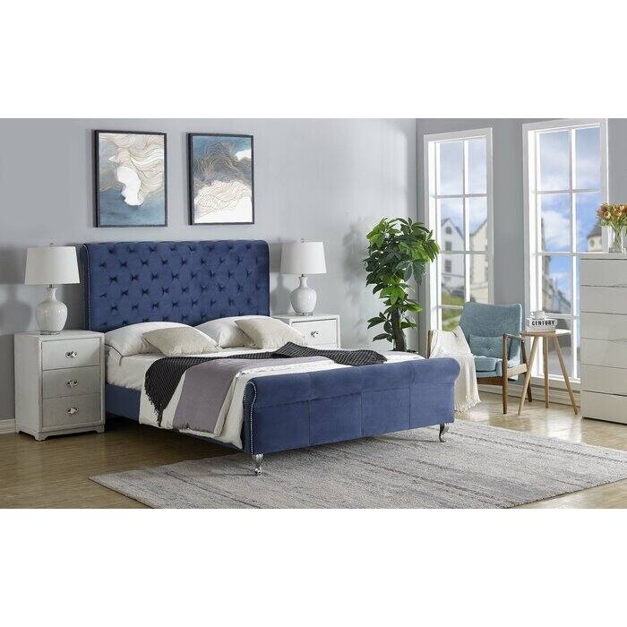 Collinsworth Tufted Low Profile Sleigh Bed