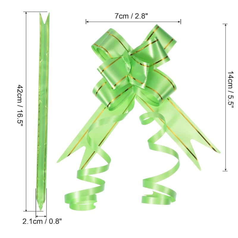 40Pcs 2.8" Pull Bows Present Wrapping String Bows Gold Thread Style - Green